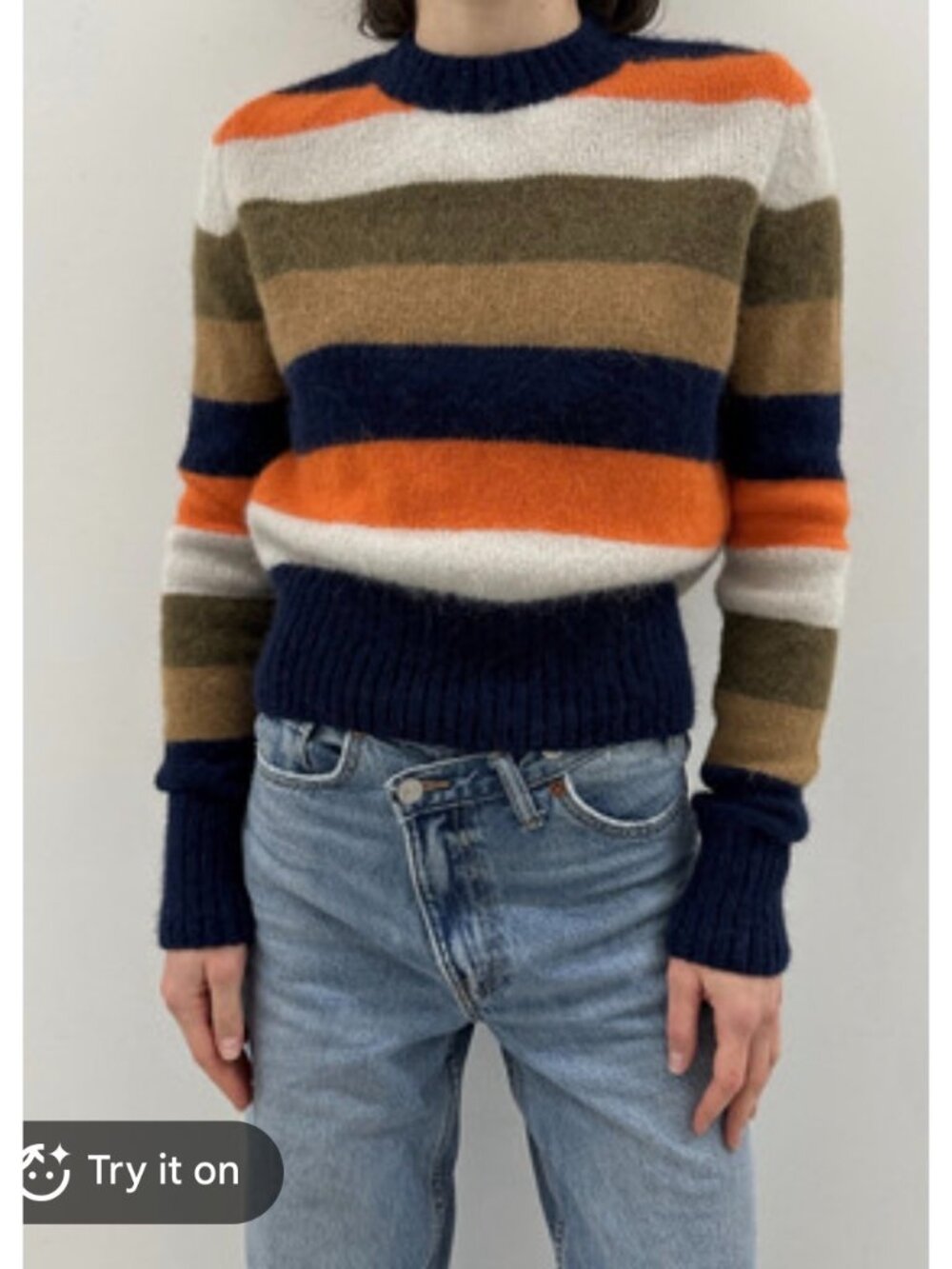 Cos cropped alpaca wool multicolored stripped sweater